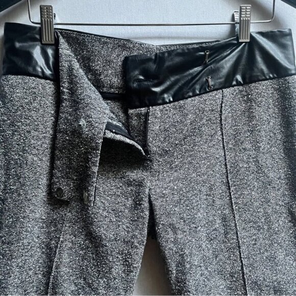 DS Lab wool silk vegan leather waisted cropped straight leg trousers Sz 10 - Picture 3 of 12